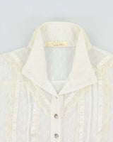 Vintage 2000s Two too Lace High Neck Blouse - M
