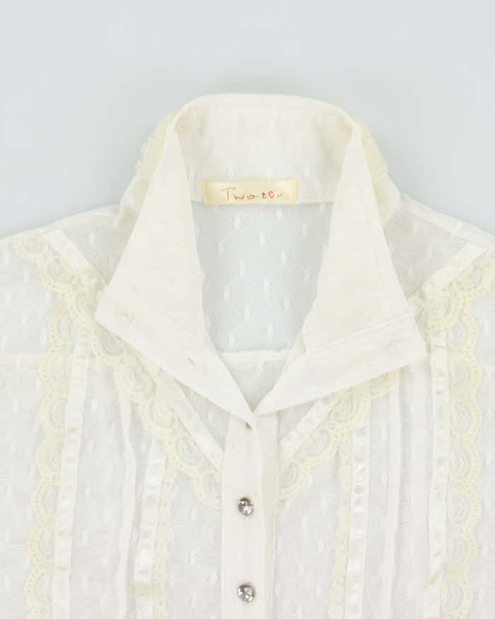 Vintage 2000s Two too Lace High Neck Blouse - M
