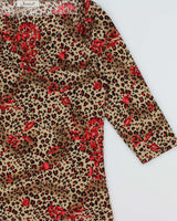 Vintage 1990s Jessica Leopard Print Floral Slinky Cowl Neck Top - S