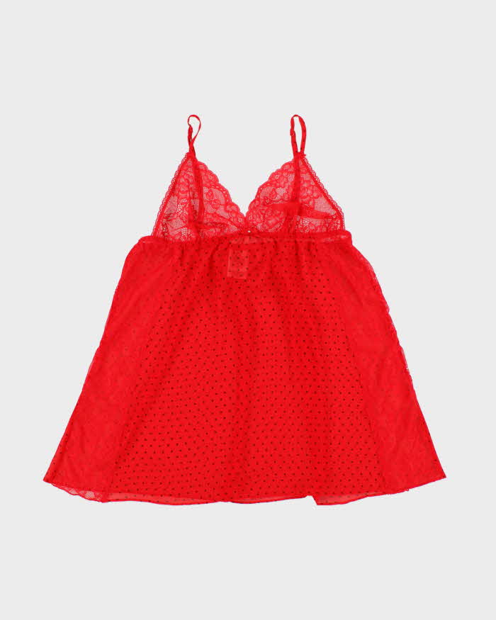 Vintage Y2k 2000s In Bloom Polka Dot Mesh Cami Top - M