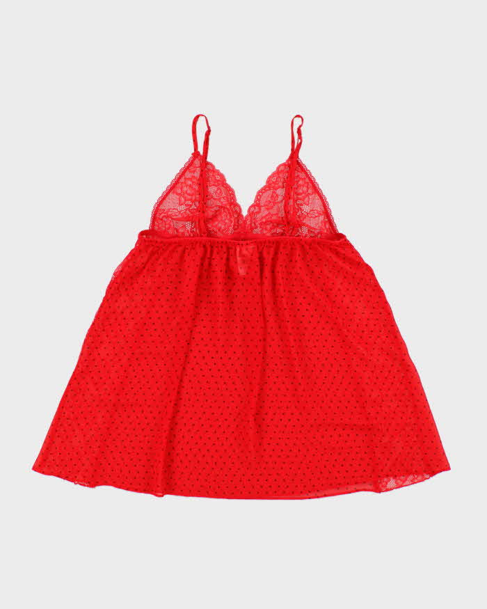 Vintage Y2k 2000s In Bloom Polka Dot Mesh Cami Top - M
