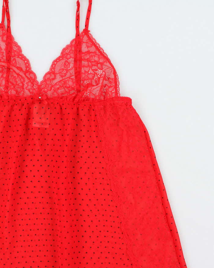 Vintage Y2k 2000s In Bloom Polka Dot Mesh Cami Top - M