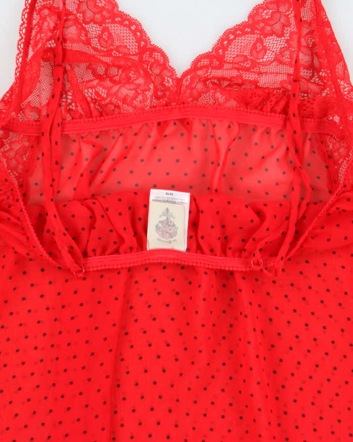 Vintage Y2k 2000s In Bloom Polka Dot Mesh Cami Top - M