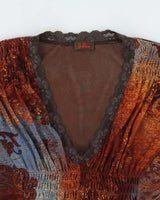 Vintage Y2k 2000s Danier Pattern Mesh long Sleeve Top - L