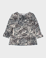 Vintage Y2k 2000s Hamilton Mix Animal Print Slinky 3/4 Sleeve Top - L