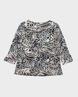 Vintage Y2k 2000s Hamilton Mix Animal Print Slinky 3/4 Sleeve Top - L