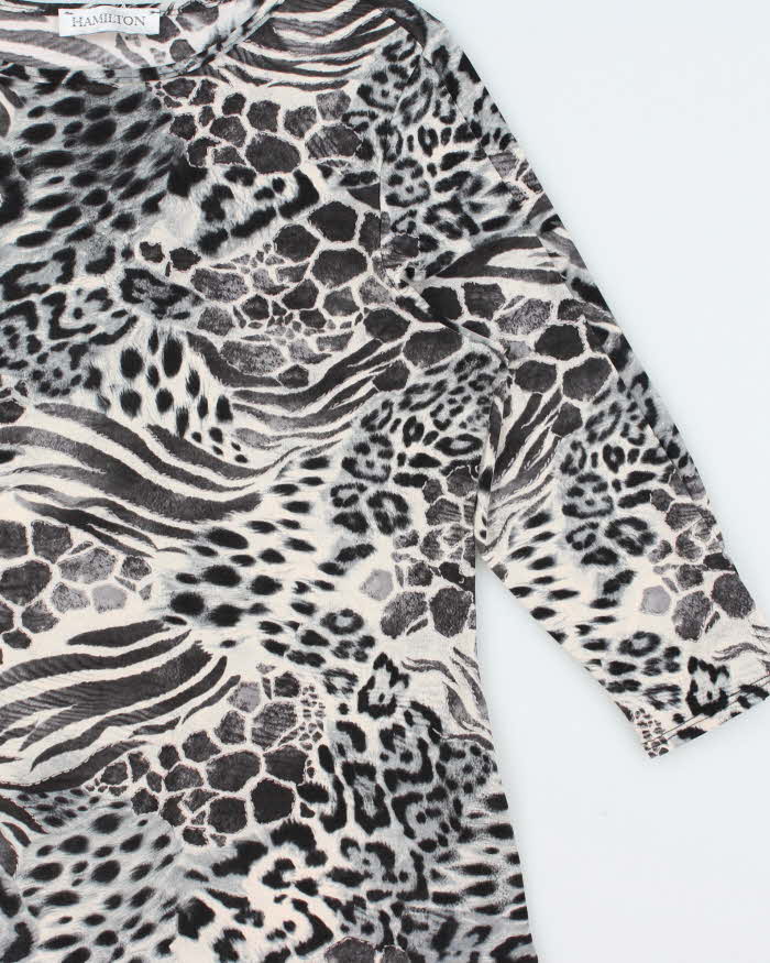Vintage Y2k 2000s Hamilton Mix Animal Print Slinky 3/4 Sleeve Top - L