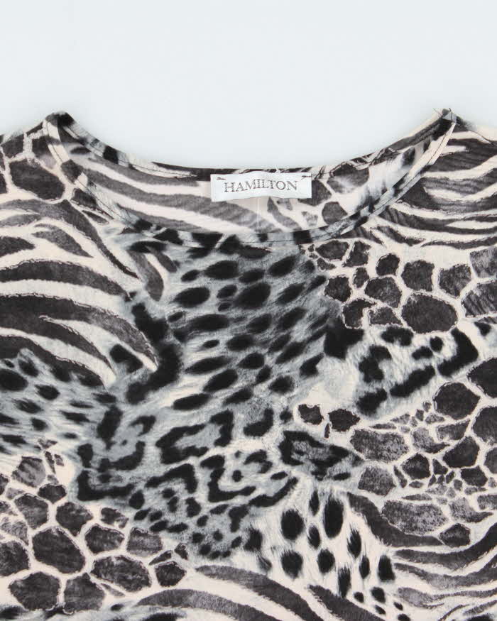 Vintage Y2k 2000s Hamilton Mix Animal Print Slinky 3/4 Sleeve Top - L