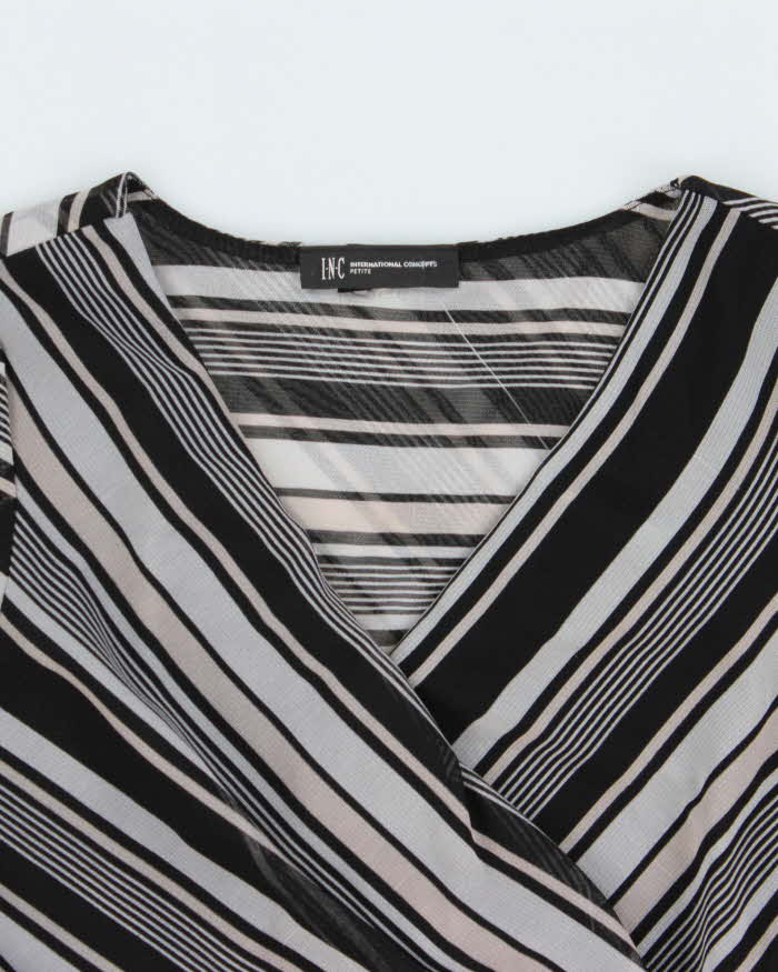 Vintage Y2k 2000s International Concepts Mesh Striped Side Synched Long Sleeve Top - S