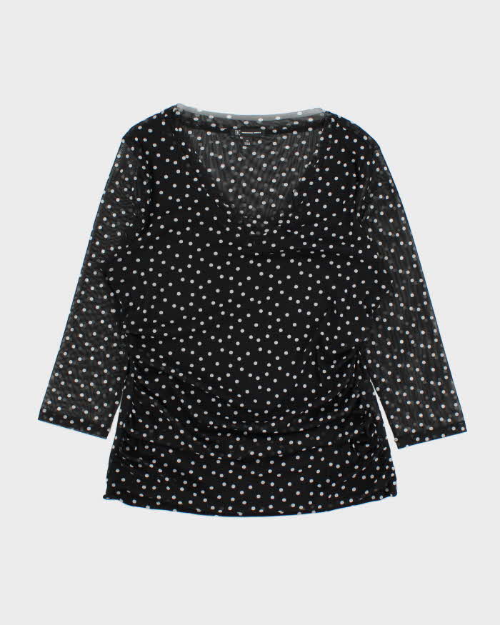 Vintage Y2k 2000s International Concepts Mesh Polka Dot Side Synched Top - XL