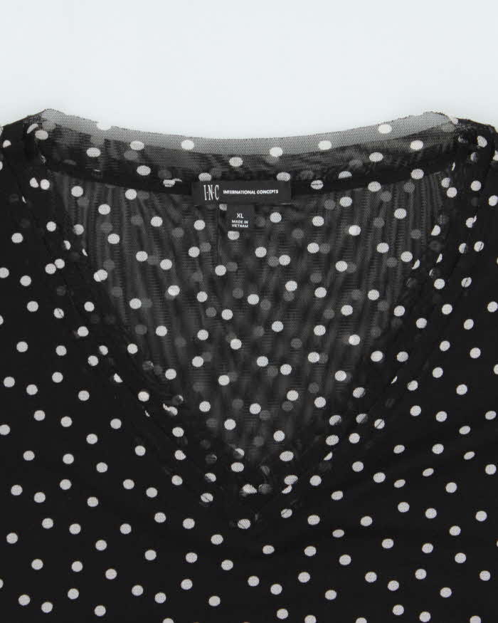 Vintage Y2k 2000s International Concepts Mesh Polka Dot Side Synched Top - XL