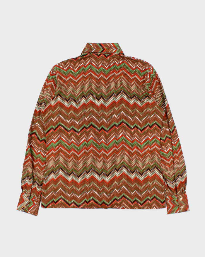 Vintage 1970s Joyce Zig Zag Long Sleeve Blouse - L