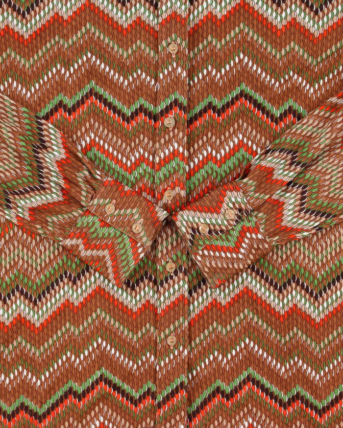 Vintage 1970s Joyce Zig Zag Long Sleeve Blouse - L