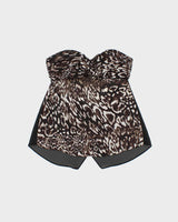 Vintage 2010s Bebe Leopard Print Satin &amp; Mesh Backless Top - S