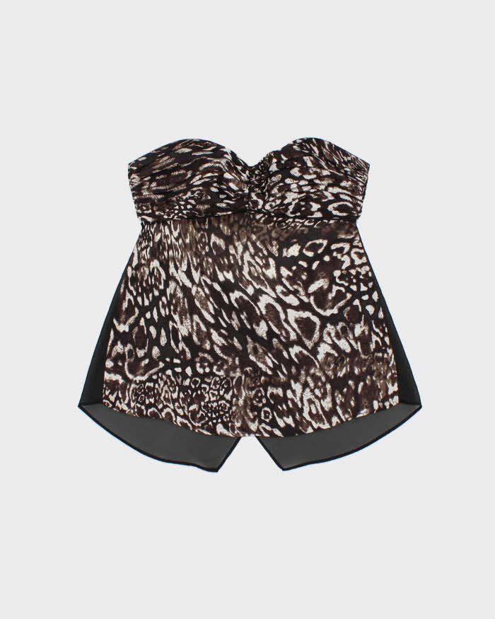 Vintage 2010s Bebe Leopard Print Satin & Mesh Backless Top - S