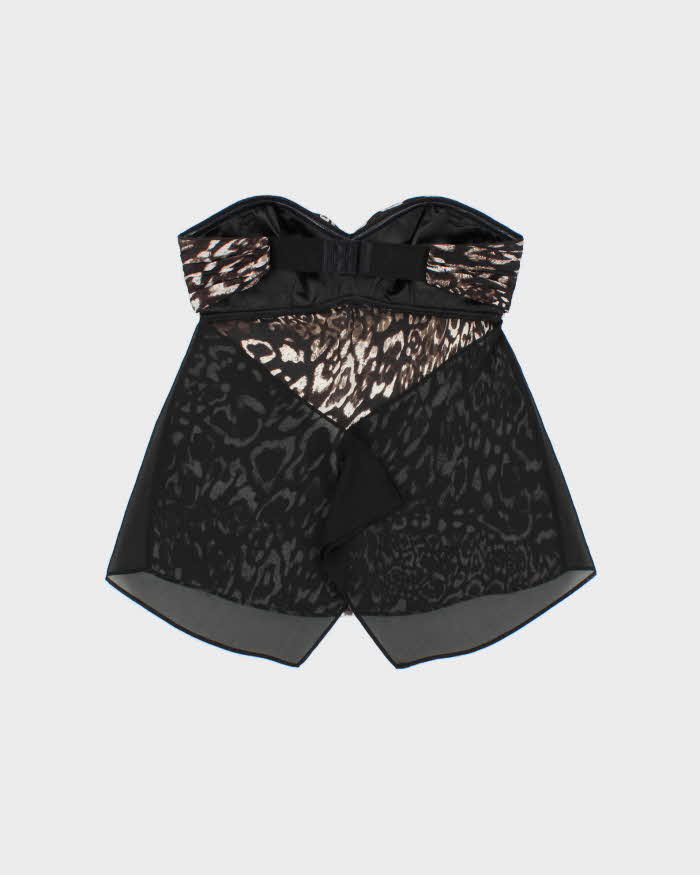Vintage 2010s Bebe Leopard Print Satin & Mesh Backless Top - S
