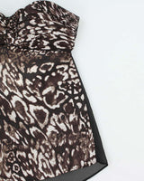 Vintage 2010s Bebe Leopard Print Satin &amp; Mesh Backless Top - S