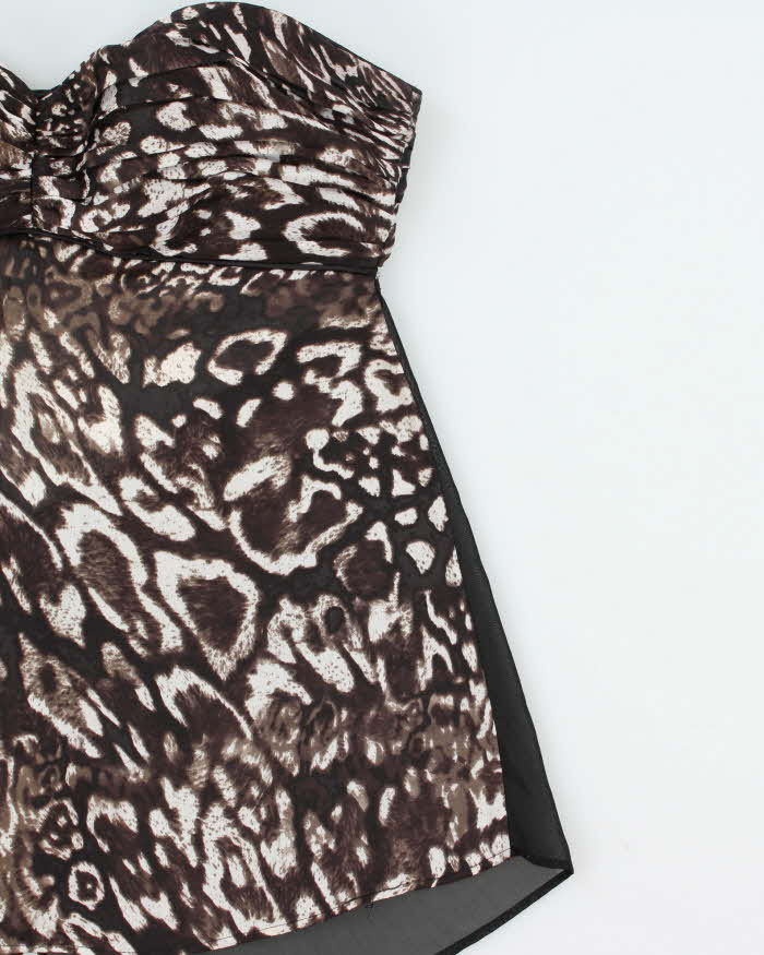 Vintage 2010s Bebe Leopard Print Satin & Mesh Backless Top - S
