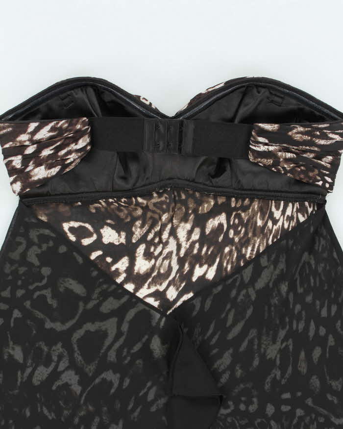 Vintage 2010s Bebe Leopard Print Satin & Mesh Backless Top - S