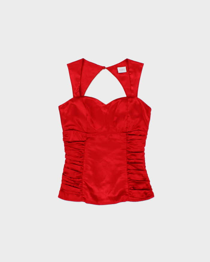 Vintage Y2k 2000s Suzy Satin Ruched Top - XS