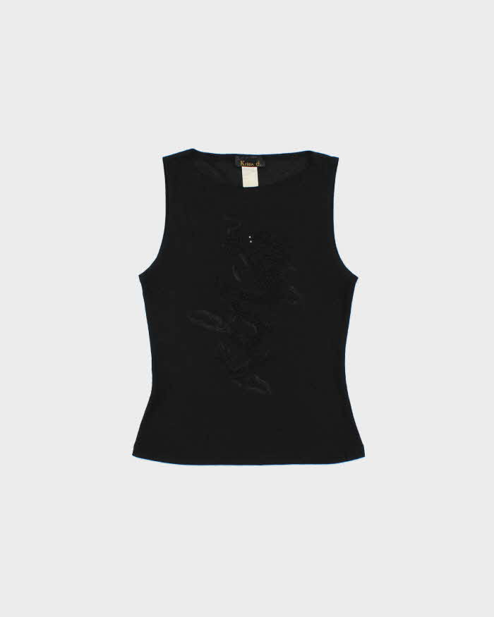 Vintage 1990s Krizia d. Embossed Dragon Boat Neck Top - S