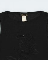 Vintage 1990s Krizia d. Embossed Dragon Boat Neck Top - S