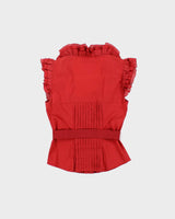 Vintage 2010s Bebe Ruffle Sleeve Belted Blouse - S