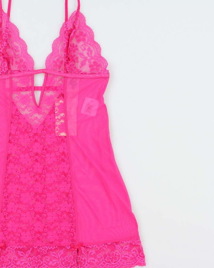 DSWT Y2k 2000s In Bloom Mesh &amp; Lace Cut-out Detail Cami Top - S