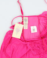 DSWT Y2k 2000s In Bloom Mesh &amp; Lace Cut-out Detail Cami Top - S