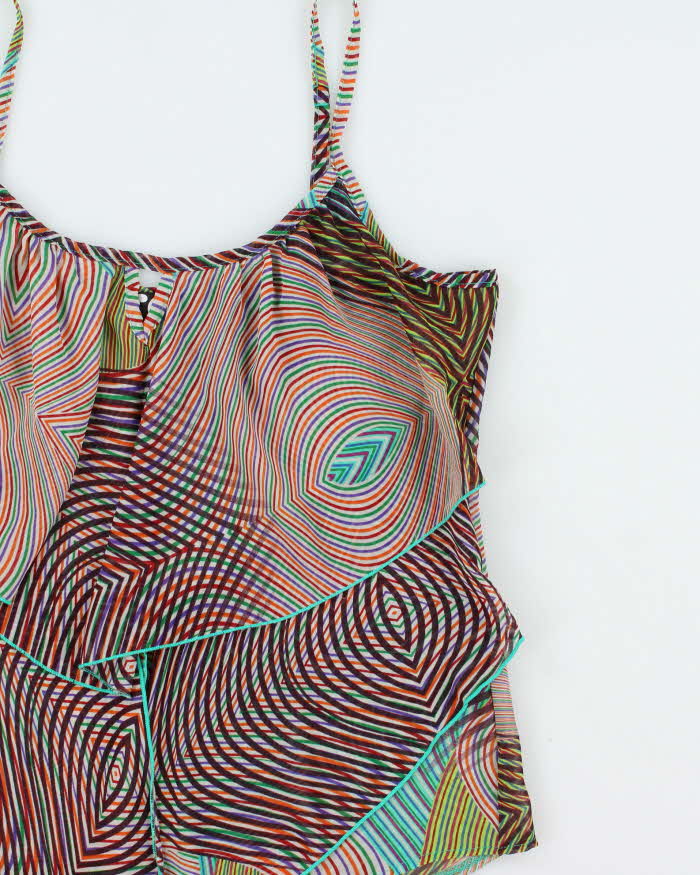 Vintage Y2k 2000s Re10 Striped Mesh Cami Top - S