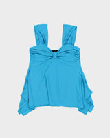 Vintage Y2k 2000s Pretty Asymmetric Flowy Hem Top - M