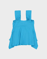 Vintage Y2k 2000s Pretty Asymmetric Flowy Hem Top - M