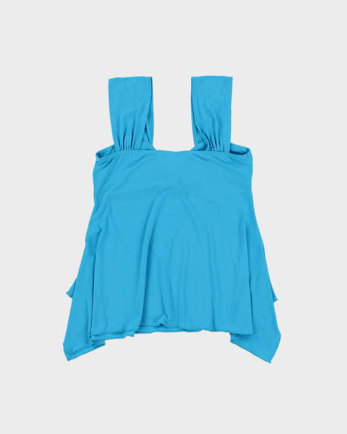 Vintage Y2k 2000s Pretty Asymmetric Flowy Hem Top - M