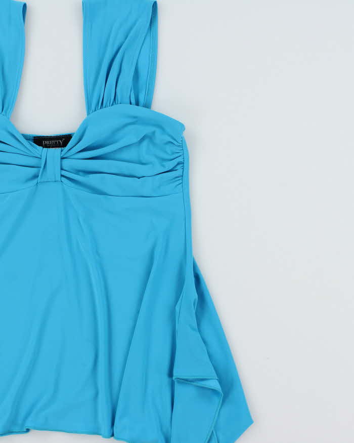 Vintage Y2k 2000s Pretty Asymmetric Flowy Hem Top - M