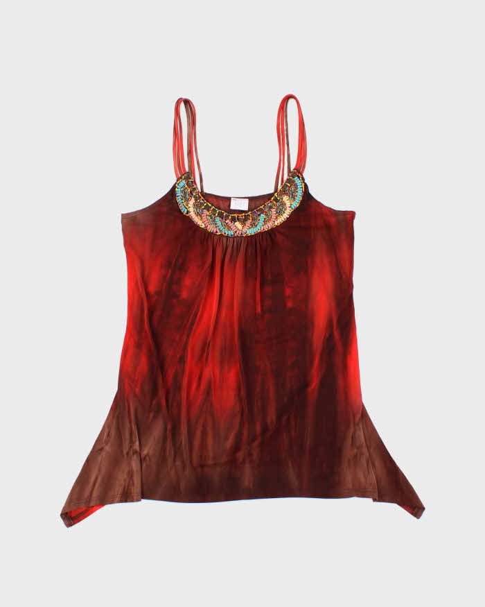Vintage Y2k 2000s Suzy Beaded Slinky Top - S