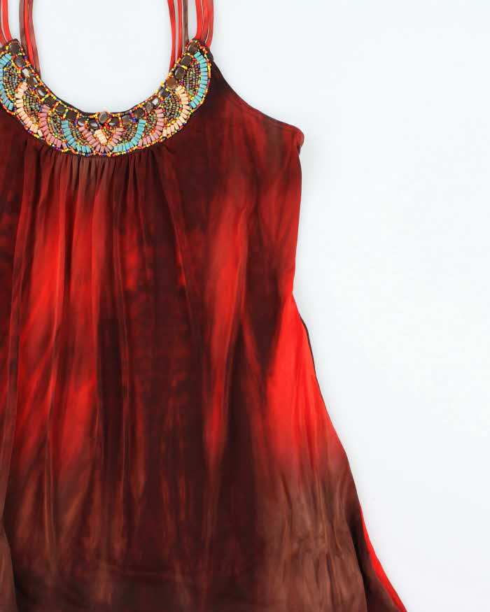 Vintage Y2k 2000s Suzy Beaded Slinky Top - S