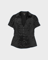Vintage Y2k 2000s Guess Satin Rhinestone Button Blouse - S