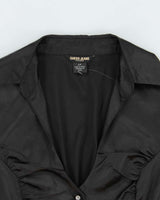Vintage Y2k 2000s Guess Satin Rhinestone Button Blouse - S