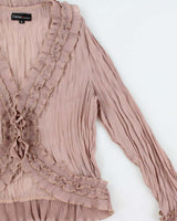 Vintage 1990s Cactus Tie-front Crinkle Blouse - S