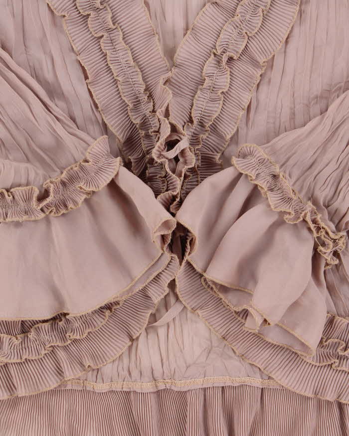 Vintage 1990s Cactus Tie-front Crinkle Blouse - S