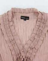 Vintage 1990s Cactus Tie-front Crinkle Blouse - S