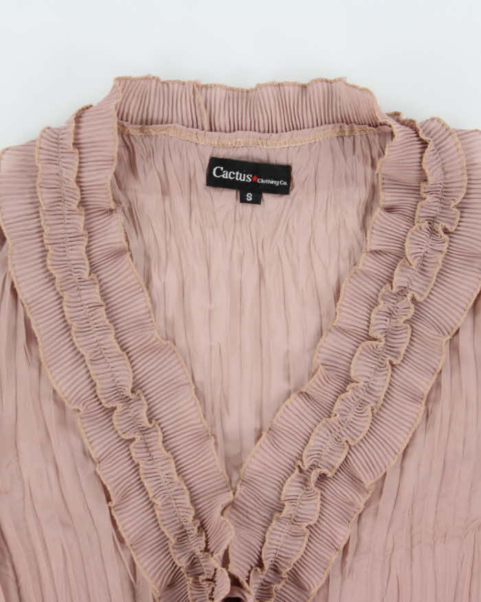 Vintage 1990s Cactus Tie-front Crinkle Blouse - S