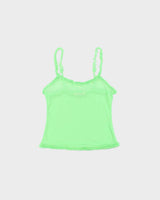 Vintage Y2k 2000s La vie En Rose Mesh Neon Ruffle Detail Cami Top - M