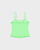 Vintage Y2k 2000s La vie En Rose Mesh Neon Ruffle Detail Cami Top - M