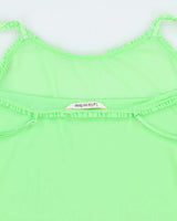 Vintage Y2k 2000s La vie En Rose Mesh Neon Ruffle Detail Cami Top - M