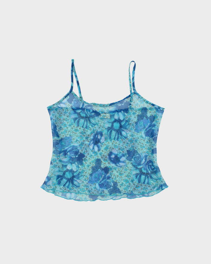 Vintage 1990s Vanderbilt Mesh Floral Cami Top - L