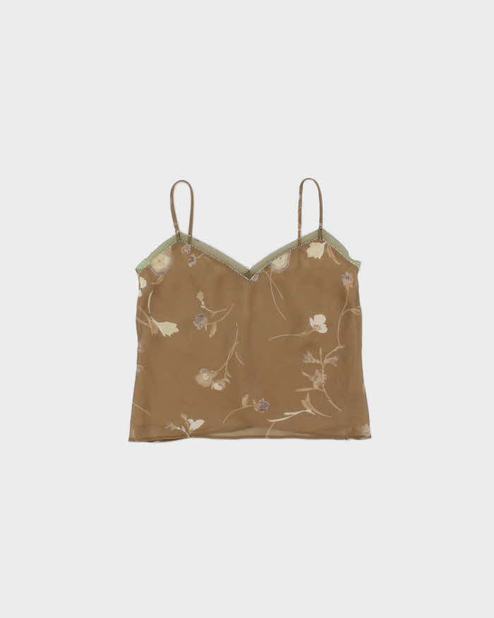 Vintage 1990s Laudry Double Mesh Beaded Cami Top - S