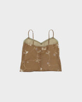 Vintage 1990s Laudry Double Mesh Beaded Cami Top - S
