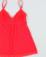 Vintage Y2k 2000s La Senza Neon Lace Cami Top - S