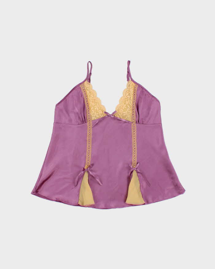 Vintage 2000s Maximaxi Satin Lace Cami Top - L